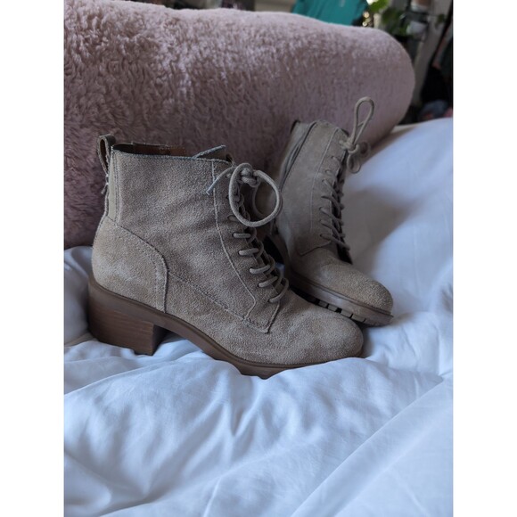 Tan Grey/brown suede boots size 8 - Picture 1 of 8